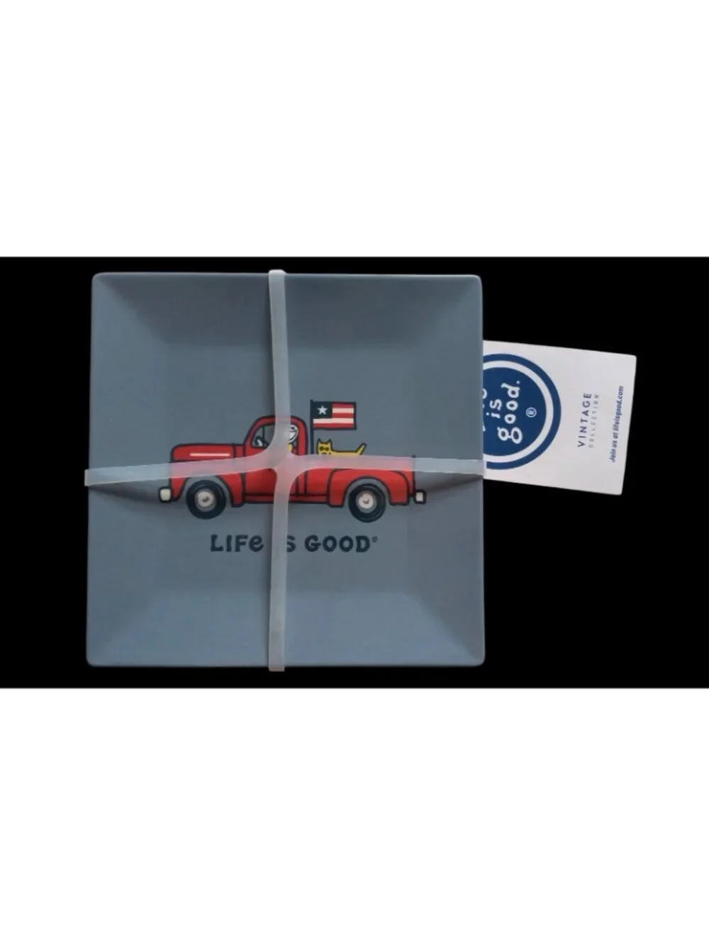 Life Is Good Melamine Square Plates Set of 4 - 6